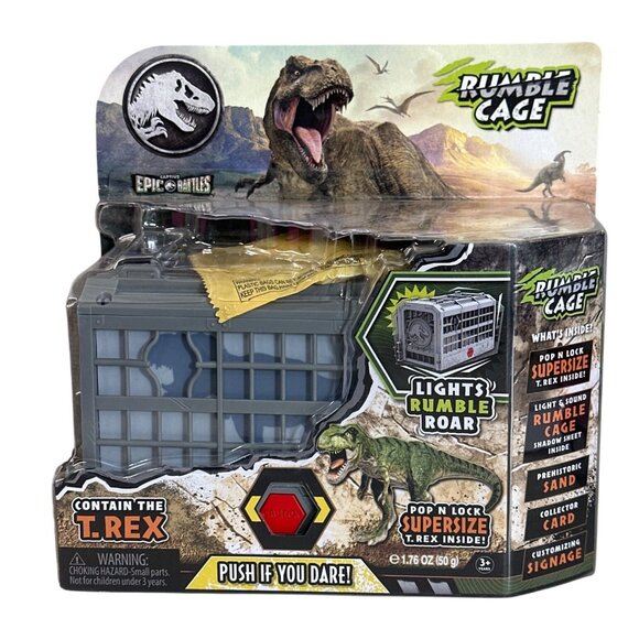 Jurassic World Epic Battles Rumble Cage Playset With Lights & Sounds Includes T- - Picture 1 of 3